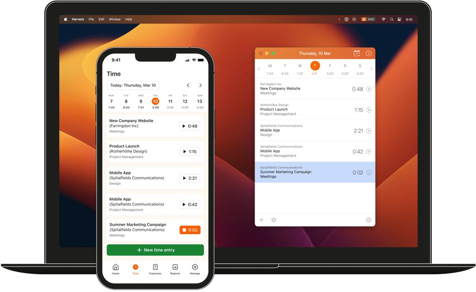 Mac and iPhone employee time tracking software