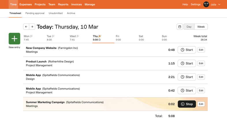 Track Your Hours example